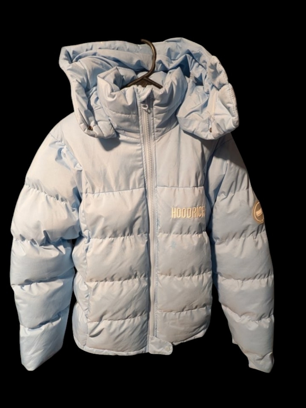 Baby Blue Hoodrich Puffer sz small men's